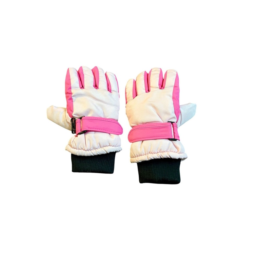 Children's Pink Winter Ski Gloves with Black Palm Grip